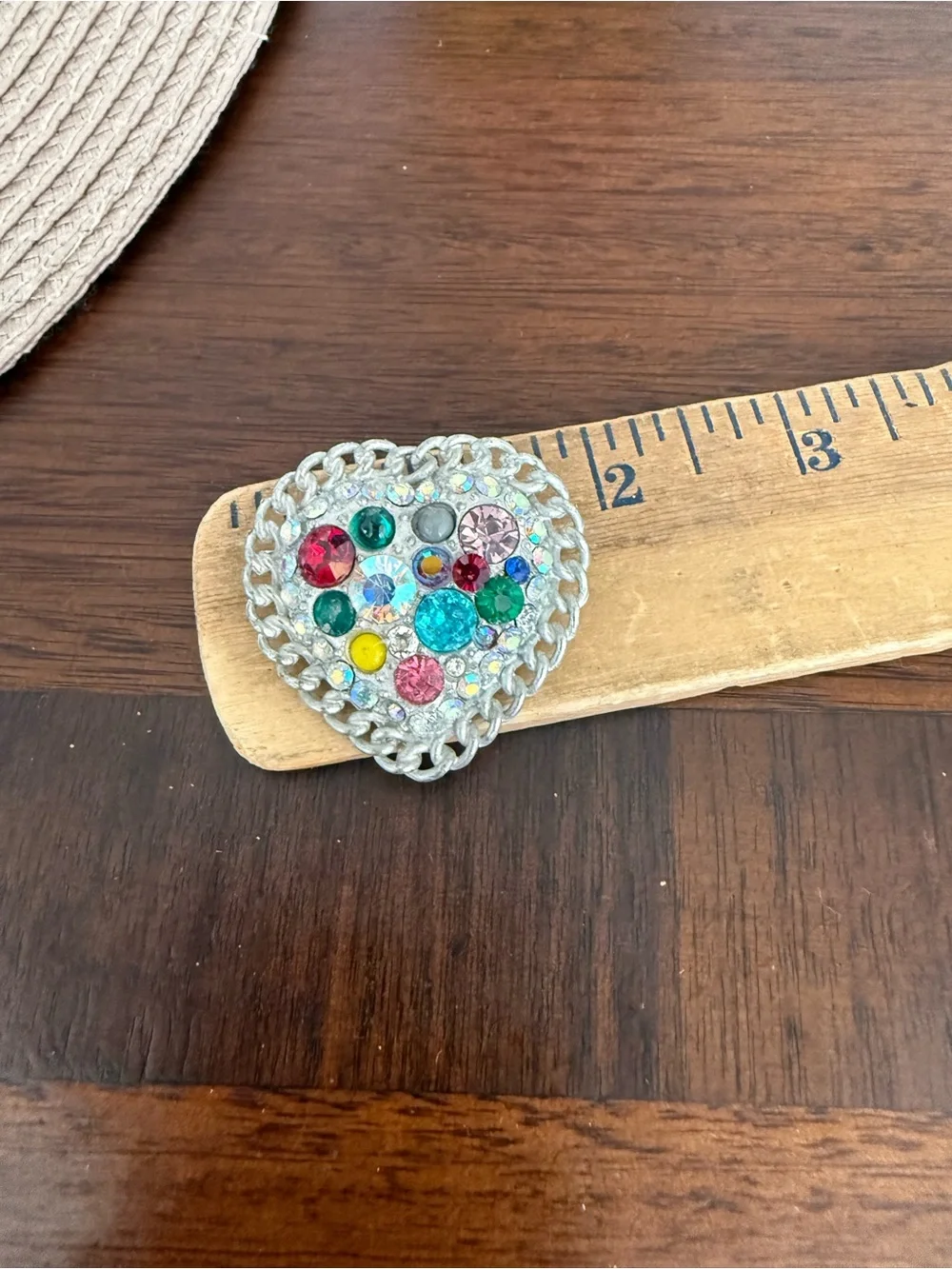 Vintage Silver Tone Heart Brooch